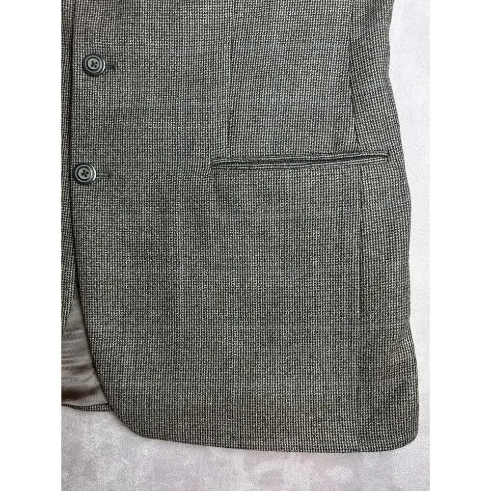 LAUREN Ralph Lauren Gray 44R Micro Houndstooth Sport Coat 100% Wool Vintage